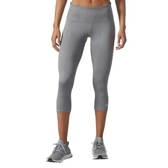 Adidas Climalite Crop Leggings Womens S Small Light Gray Embossed Mid Rise Crop - Picture 13 of 14